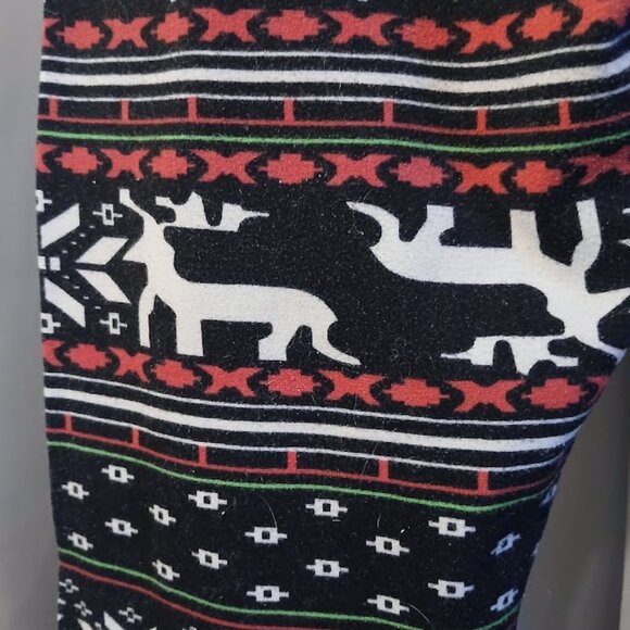 SILVER Brand Reindeer Snowflake Leggings pants One Size 22-28"W 27" L Pink Black - Picture 4 of 8